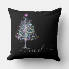 Noel kerstboom keepsake met bericht op zwart kussen