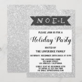 Noel Kerstfeestay Gray Silver Glitter Kaart (Voorkant / Achterkant)