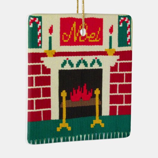 Noel KerstFireplace Designer Crochet Print Keramisch Ornament (Rechts)
