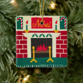Noel KerstFireplace Designer Crochet Print Keramisch Ornament