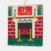 Noel KerstFireplace Designer Crochet Print Keramisch Ornament (Links)