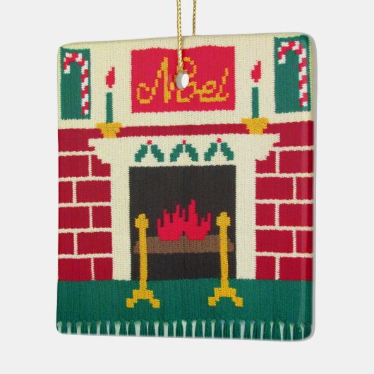 Noel KerstFireplace Designer Crochet Print Keramisch Ornament (Links)