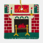 Noel KerstFireplace Designer Crochet Print Keramisch Ornament (Voorkant)