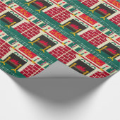 Noel KerstFireplace Red Green Gold Crochet Cadeaupapier (Hoek)
