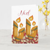 "Noel" Kerstkaars kerstkaart Kaart (Gele Bloem)