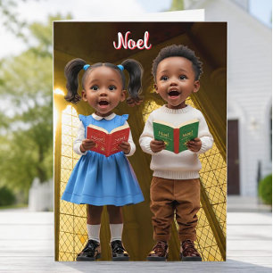 Noel, kerstkaart van Afro-Amerikaanse kinderen Feestdagen Kaart