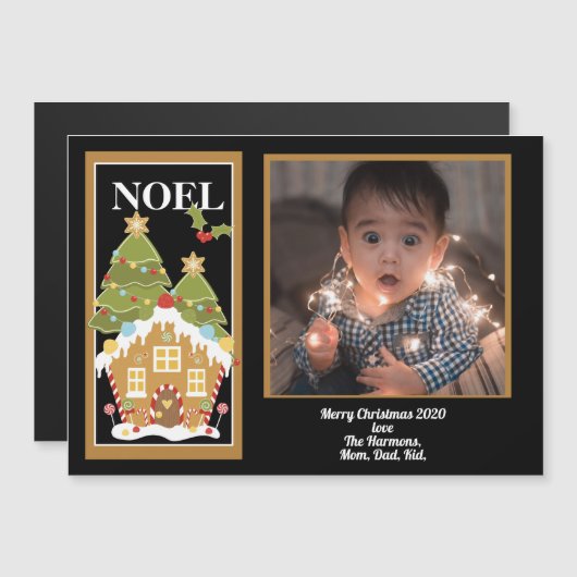 Noel Kerstmis Greeting Gingerbrood House Foto (Voorkant / Achterkant)