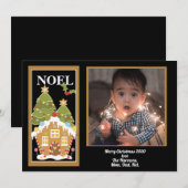 Noel Kerstmis Greeting Gingerbrood House Foto Feestdagenkaart (Voorkant / Achterkant)