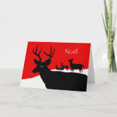 Noel, Kerstmis in het Frans, Deer Family in Snow Feestdagen Kaart (Voorkant)