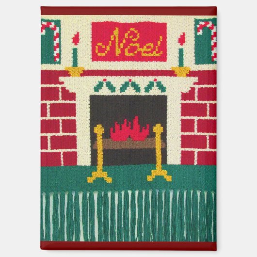 Noel Kerstmis open haard Artisan haakprint Magneet (Voorkant)