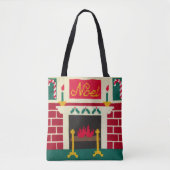 Noel Kerstmis open haard Artisan haakprint Tote Bag (Voorkant)