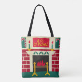 Noel Kerstmis open haard Artisan haakprint Tote Bag (Achterkant)