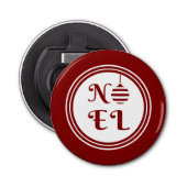 NOEL kerstvakantie rood en wit Button Flesopener (Voorkant)