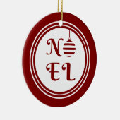 NOEL kerstvakantie rood en wit Keramisch Ornament (Rechts)