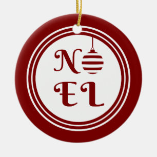 NOEL kerstvakantie rood en wit Keramisch Ornament