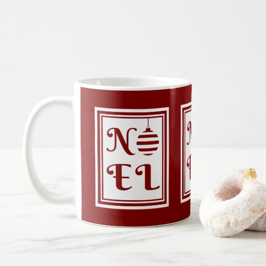 NOEL kerstvakantie rood en wit Koffiemok (Met donut)