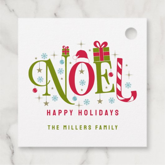 Noel kleurrijke en leuke typografie ontslag bedankjes labels (Achterkant)