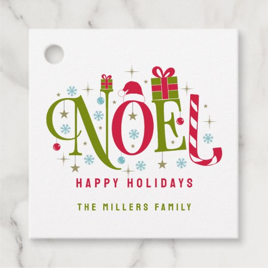 Noel kleurrijke en leuke typografie ontslag bedankjes labels (Voorkant)