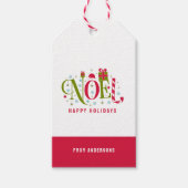 Noel kleurrijke en leuke typografie ontslag cadeaulabel (Voorkant)