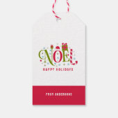 Noel kleurrijke en leuke typografie ontslag cadeaulabel (Achterkant)