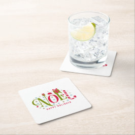 Noel kleurrijke en leuke typografie ontslag kartonnen onderzetters