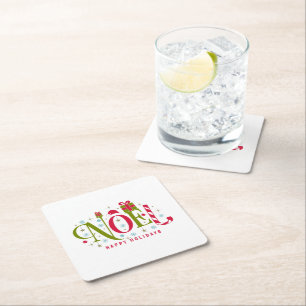 Noel kleurrijke en leuke typografie ontslag kartonnen onderzetters