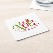 Noel kleurrijke en leuke typografie ontslag kartonnen onderzetters (Schuin)