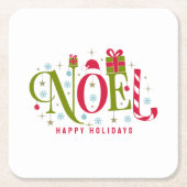 Noel kleurrijke en leuke typografie ontslag kartonnen onderzetters (Voorkant)