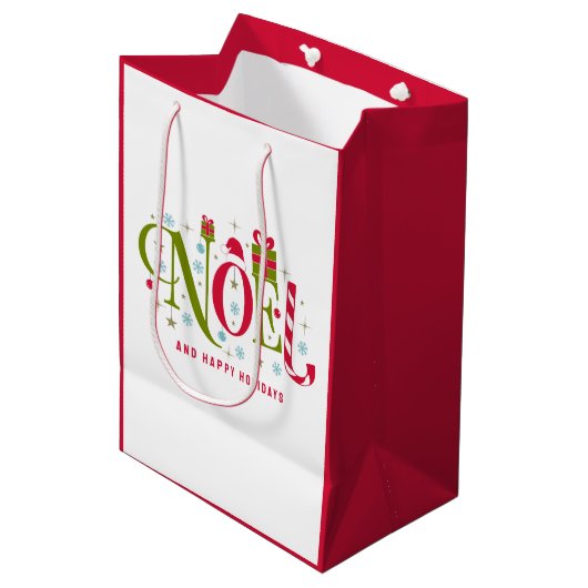 Noel kleurrijke en leuke typografie ontslag medium cadeauzakje (Voorkant Gekanteld)
