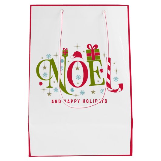 Noel kleurrijke en leuke typografie ontslag medium cadeauzakje (Achterkant)
