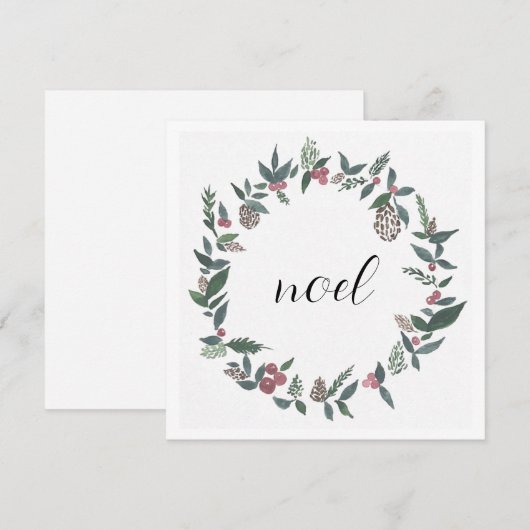 Noel krans kerstkaart (Voorkant / Achterkant)