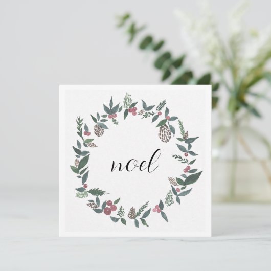 Noel krans kerstkaart (Staand voorkant)