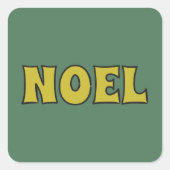Noel Lime Green jaren '70 Retro Lettering Vierkante Sticker (Voorkant)