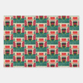 Noel Mantle Brick Fireplace Artisan Crochet Print Inpakpapier Vel (Voorkant 2)