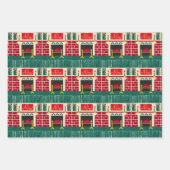 Noel Mantle Brick Fireplace Artisan Crochet Print Inpakpapier Vel (Voorkant)