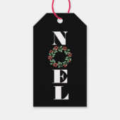 NOEL met kerstmis op zwart Cadeaulabel (Voorkant)