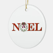 Noel met krans keramisch ornament (Links)