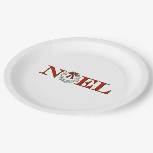 Noel met krans papieren bordje (Gekanteld)