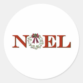 Noel met krans ronde sticker