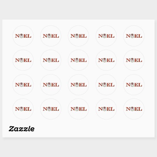 Noel met krans ronde sticker (Vel)
