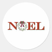 Noel met krans ronde sticker (Voorkant)