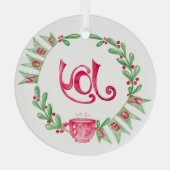 Noel Mistletoe Wreath in Waterverven Glas Ornament (Achterkant)