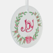 Noel Mistletoe Wreath in Waterverven Glas Ornament (Voorkant Rechts)