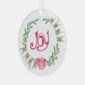 Noel Mistletoe Wreath in Waterverven Glas Ornament (Voorkant links)