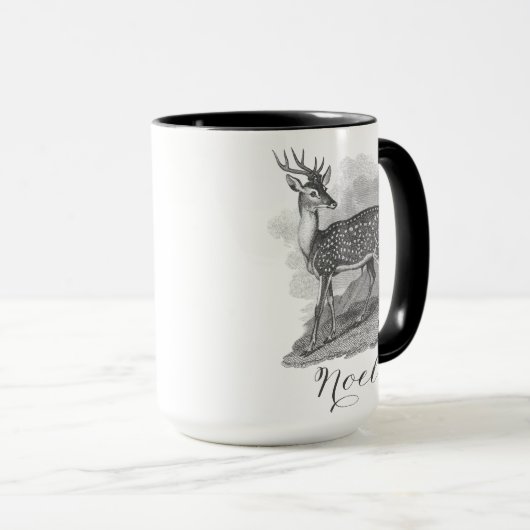 Noel mug with an beautiful antique deer etching. mok (Voorkant rechts)