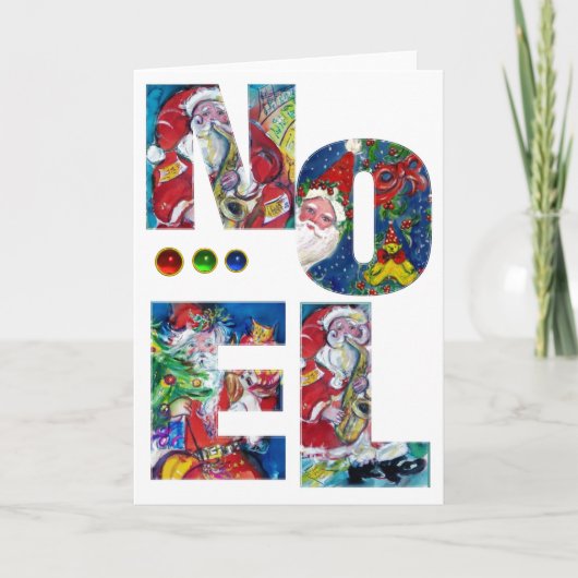 NOEL/MUSICAL XMAS PARTY,SANTA MET CHRISTMAS TREE FEESTDAGEN KAART (Voorkant)