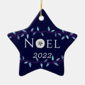 Noel Navy Blue Sand Dollar Nautical Kerstmis Keramisch Ornament (Voorkant)