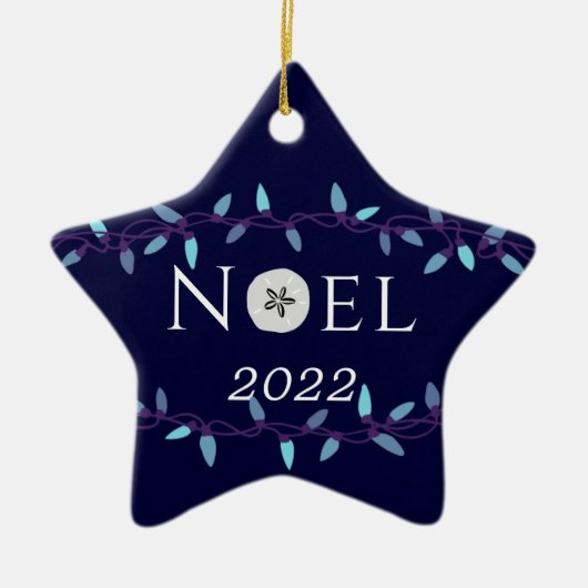 Noel Navy Blue Sand Dollar Nautical Kerstmis Keramisch Ornament (Voorkant)