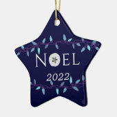 Noel Navy Blue Sand Dollar Nautical Kerstmis Keramisch Ornament (Links)