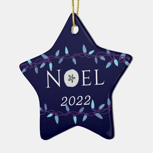 Noel Navy Blue Sand Dollar Nautical Kerstmis Keramisch Ornament (Links)